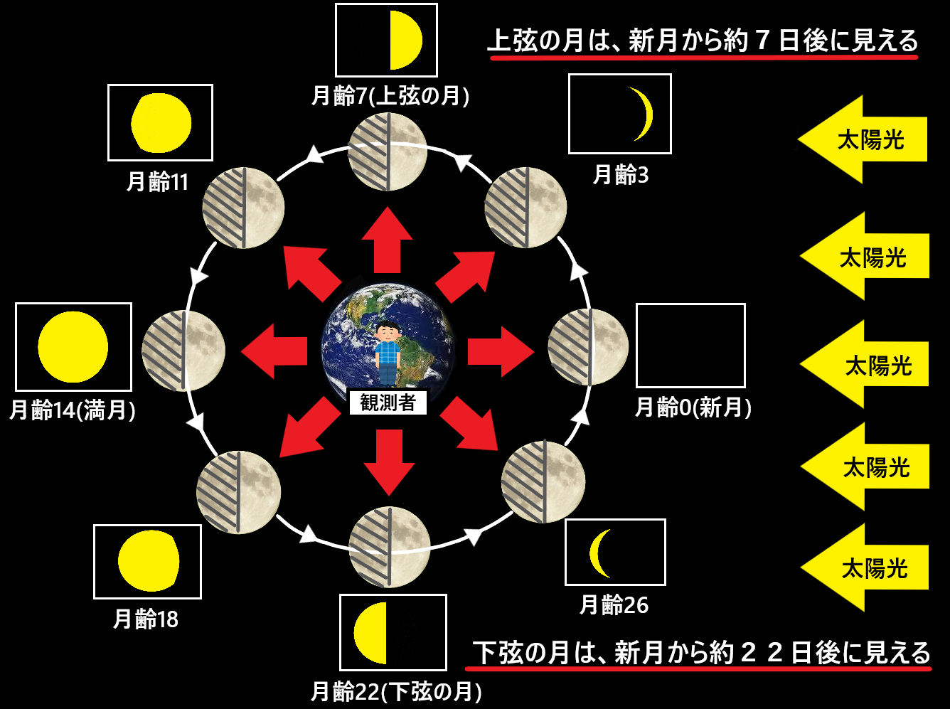 上弦の月と下弦の月の違いと見分け方とは どんな形の月をしている