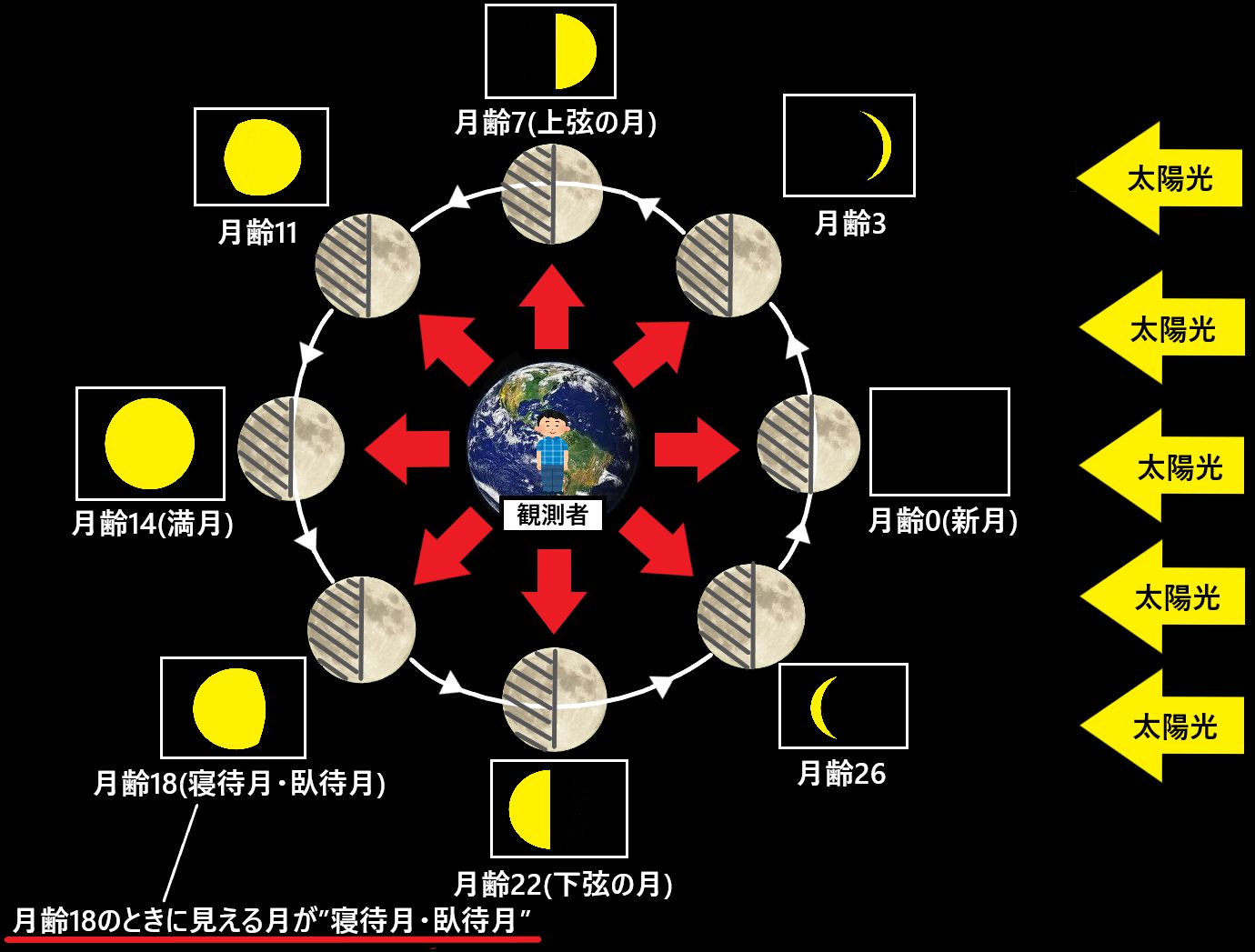 寝待月 臥待月とは どんな形の月なのかを図で解説