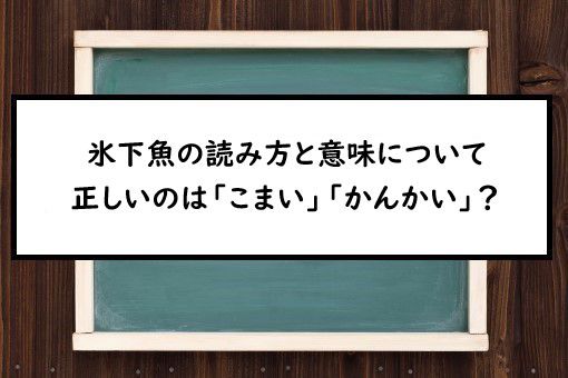 氷下魚の読み方と意味 こまい と かんかい 正しいのは