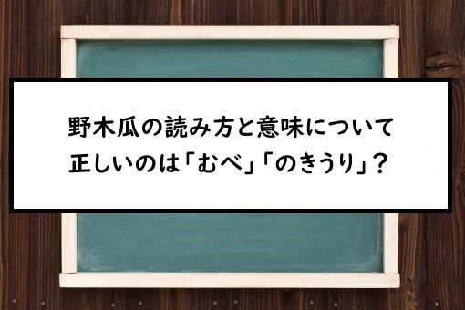 野木瓜の読み方と意味 むべ と のきうり 正しいのは